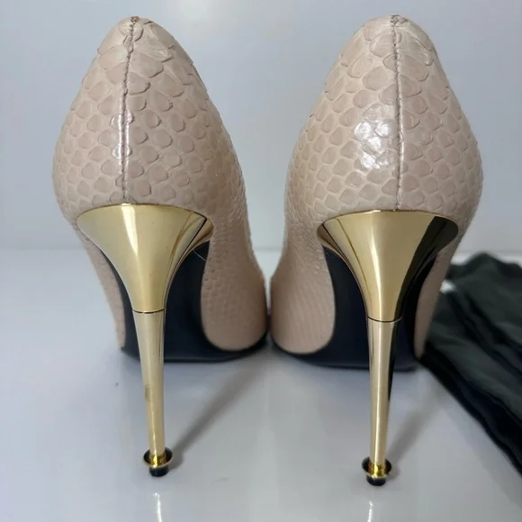 Tom Ford python Beige and Gold Textured Heels - Picture 5 of 7